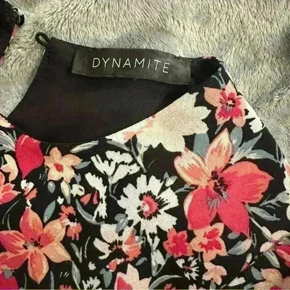 Dynamite | Floral balloon sleeve mini dress with sash-tie waist womens xxs - Picture 5 of 5